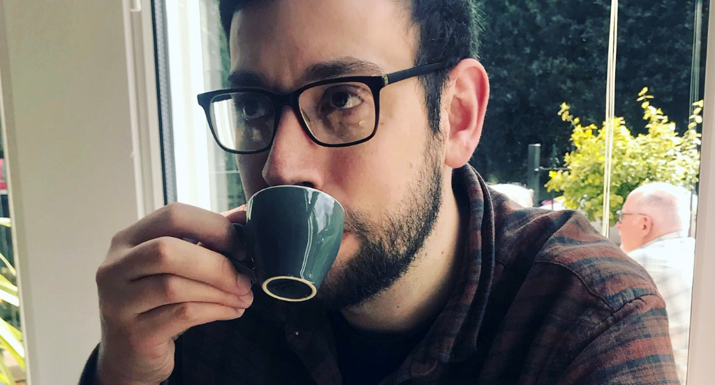 drinking coffee