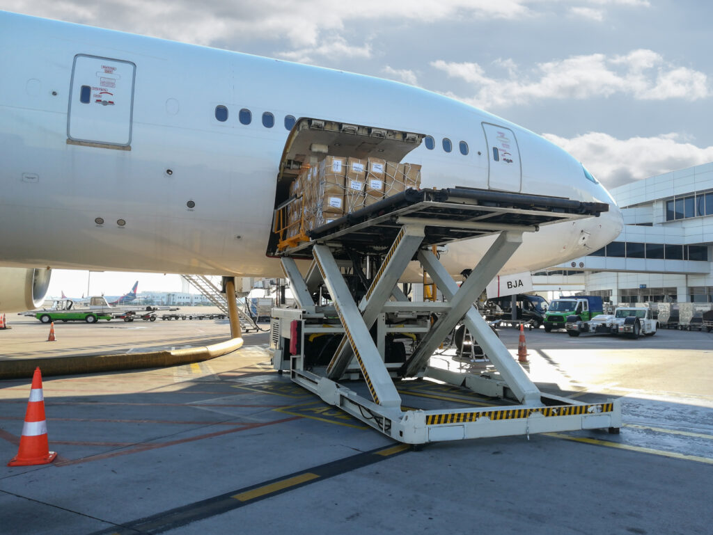 Cargo loading into aircraft nose (Figma design asset)
